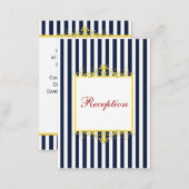 Navy White Yellow Stripes Scrolls Enclosure Card (Front/Back)