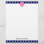 Navy Wht Moroccan #5 Hot Pink2 3 Initial Monogram (Front)