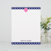 Navy Wht Moroccan #5 Hot Pink2 3 Initial Monogram (Standing Front)