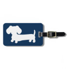 Navy Wiener Dog Luggage Bag Tag Gift