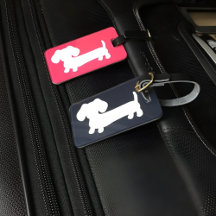 Navy Wiener Dog Luggage Bag Tag Gift