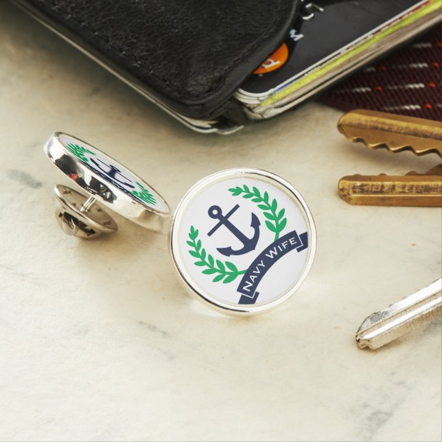 Navy Wife Anchor Lapel Pin (In Situ)