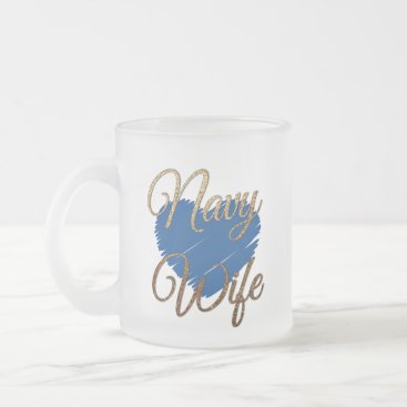 Navy Wife Blue and gold heart love Frosted Glass Coffee Mug Navy Wife Blue and gold heart love Frosted Glass Coffee Mug
