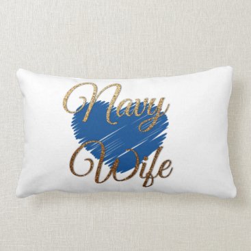 Navy Wife Blue and gold heart love Lumbar Pillow Navy Wife Blue and gold heart love Lumbar Pillow