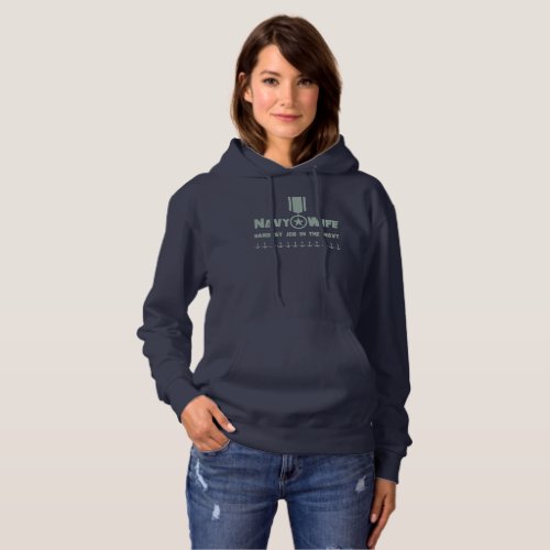 Navy Wife Proud Military Service Star Medal Anchor Hoodie