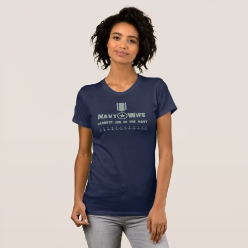 Navy Wife Proud Military Service Star Medal Anchor T_Shirt