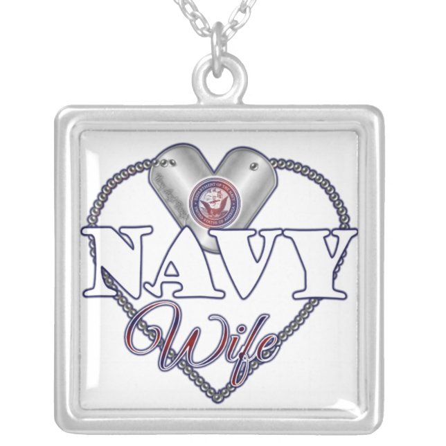 Navy Wife Silver Plated Necklace (Front)
