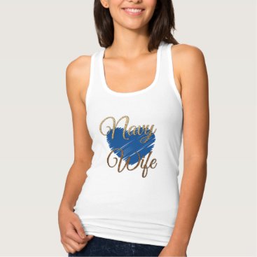 Navy Wifes Blue and gold heart love Tank Top Navy Wifes Blue and gold heart love Tank Top