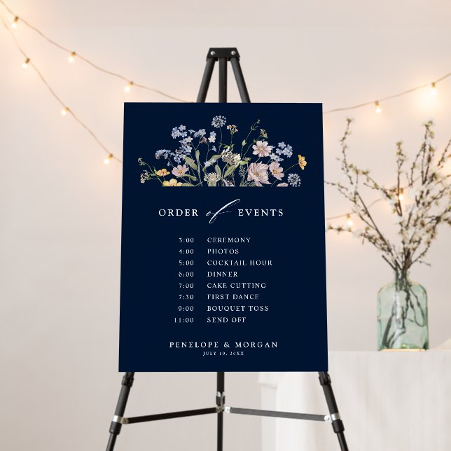 Navy Wildflower Garden  Wedding Order of events  Foam Board (In Situ (Stand))