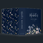 Navy  Wildflower Meadow Garden Bridal Shower 3 Ring Binder<br><div class="desc">Capture the beauty of nature on your special day with our exquisite wildflower watercolor bridal shower recipe binder. Elegant, unique, and blooming with love. Use the text fields to personalize your design with your own wording and details. If you want to change the font style, color or text placement, simply...</div>