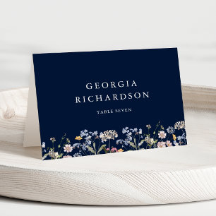 Navy Wildflower Meadow Garden Wedding Place Card