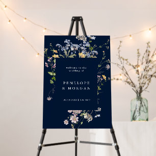 Navy Wildflower Meadow Garden Wedding Welcome Foam Board