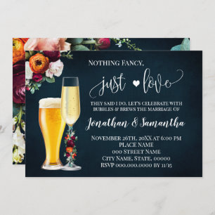Navy Wine Fancy Just Love Elopement Wedding Invite
