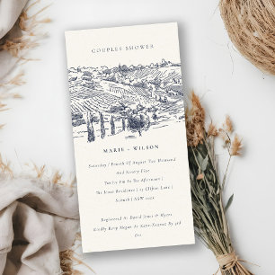 Navy Winery Mountain Sketch Couples Shower Invite