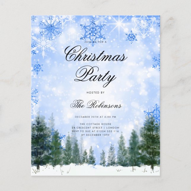 Navy Winter Christmas Invite Program Menu Flyer (Front)