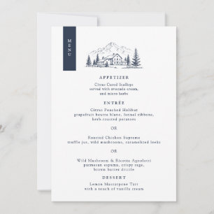 Navy Winter Mountain Wedding Menu Card