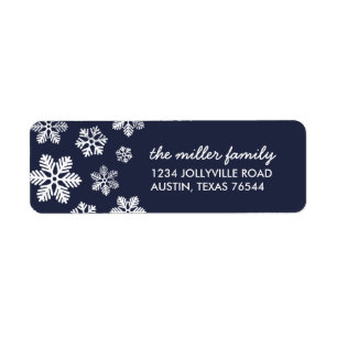 Navy Winter Snowflakes Personalized Address Label