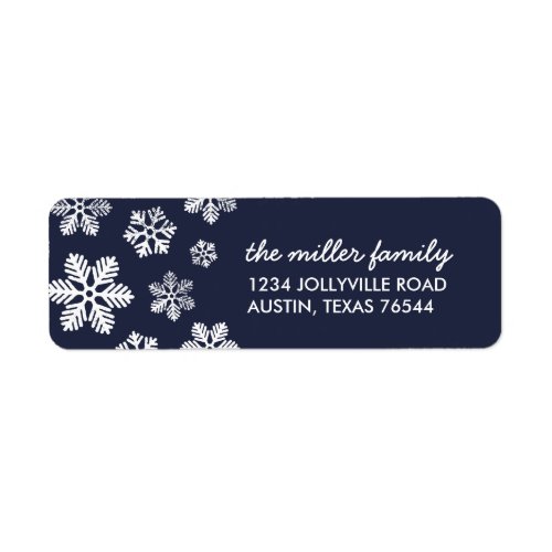Navy Winter Snowflakes Personalized Address Label