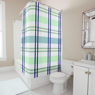 Navy With Light Blue & Green Plaid Shower Curtain