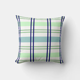 Navy With Light Blue & Green Plaid Throw Pillow