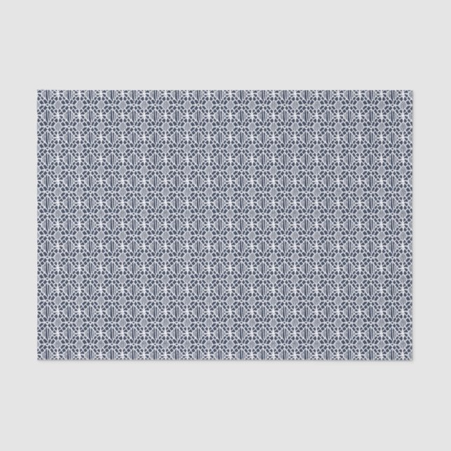 Navy With White Crochet Lace Pattern Tissue Paper (Front)