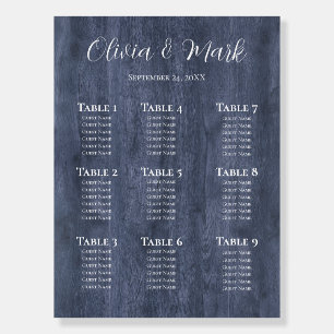 Navy Wood Eucalyptus Wedding Seating Chart Foam Board