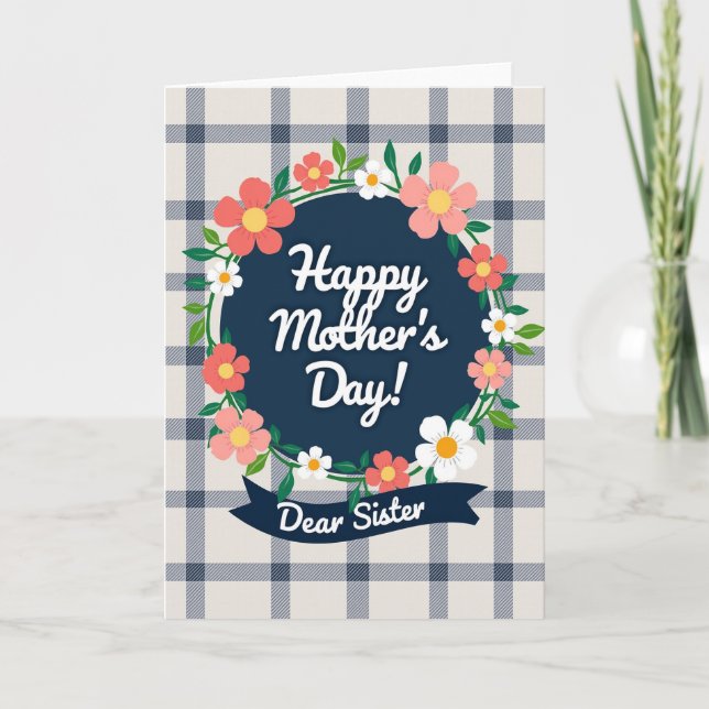 Navy Wreath Mothers Day Gift Card (Front)