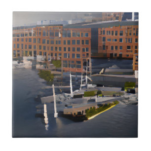 Navy Yard HD graphic abstract art Ceramic Tile