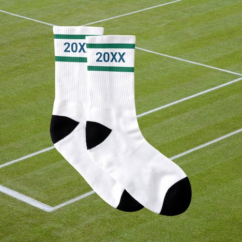 Navy Year Green Stripe Tennis  Socks