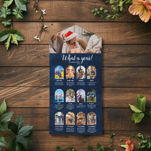Navy Year in Review Multi Photo Collage Christmas All In One Invitation