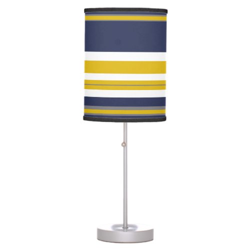 Navy Yellow and Gray Stripes Table Lamp