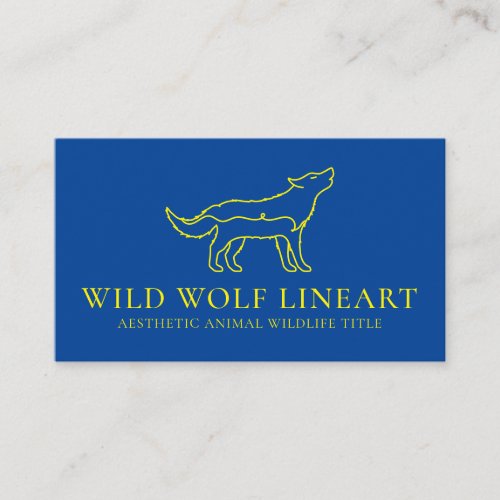Navy Yellow Animal Wild Nature Wolf Business Card