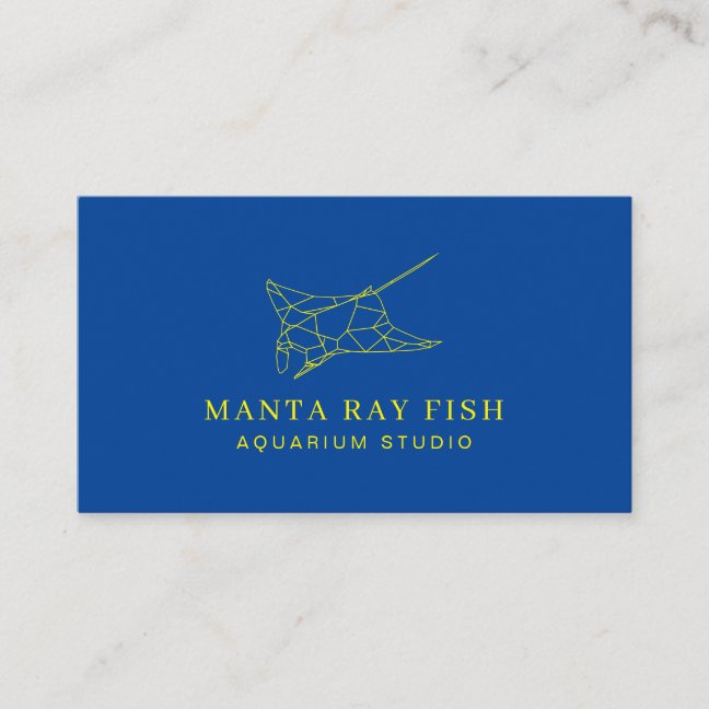 Navy Yellow Aquarium Fish Manta Ray Business Card