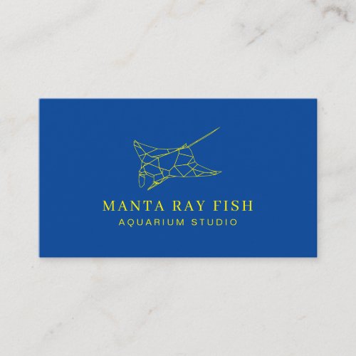 Navy Yellow Aquarium Fish Manta Ray Business Card