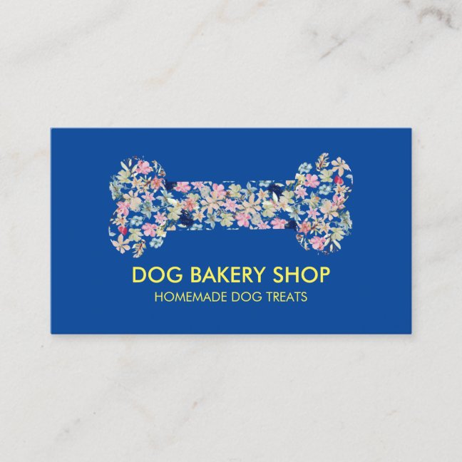 Navy Yellow Bone Homemade Dog Treats Business Card