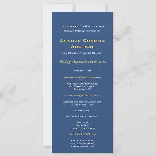Navy yellow business gala event corporate long personalized invitation