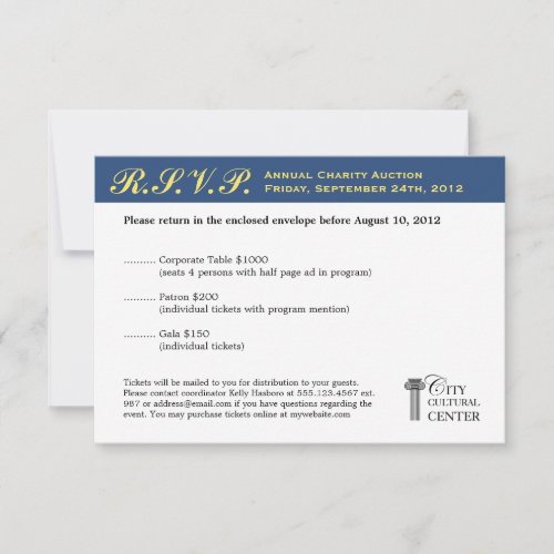 Navy yellow business gala event corporate RSVP