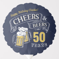 Navy Yellow Cheers And Beers Any Age Birthday