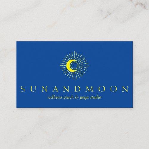 Navy Yellow Energy Healing Sun Moon Spiritual Business Card