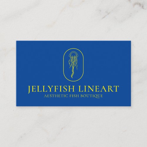 Navy Yellow Ocean Nautical Jellyfish Business Card
