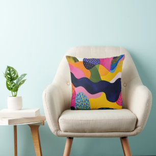 Navy, Yellow, Pink, and Blue Color Pop Throw Pillow