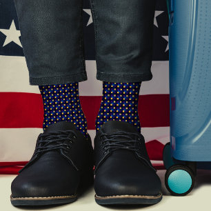 Navy Yellow Pixels Cool Checkered Pattern Abstract Socks