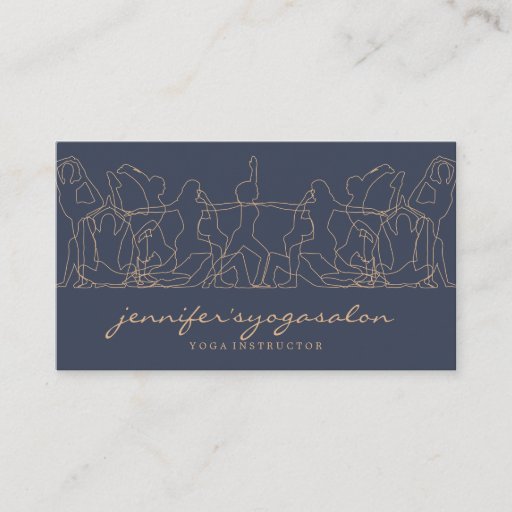 Customizable Navy Yoga Instructor namaste meditation trainer Business Card