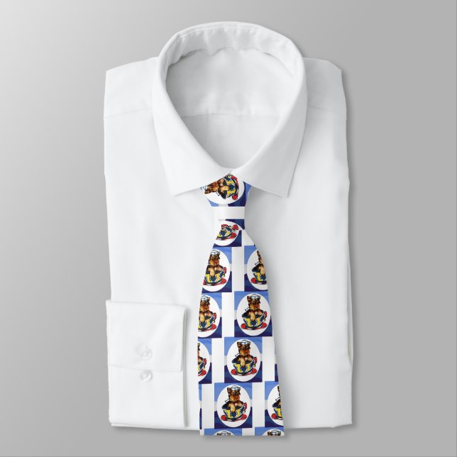 Navy Yorkie Poo Neck Tie (Tied)