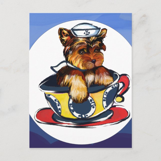 Navy Yorkie Poo Postcard (Front)