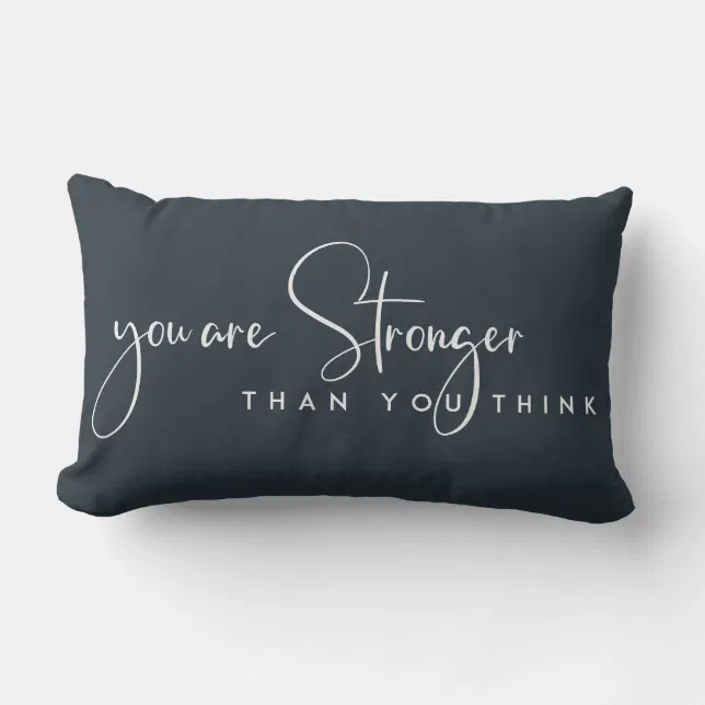 NAVY YOU ARE STRONGER THAN YOU THINK MOTIVATIONAL LUMBAR PILLOW (Front)