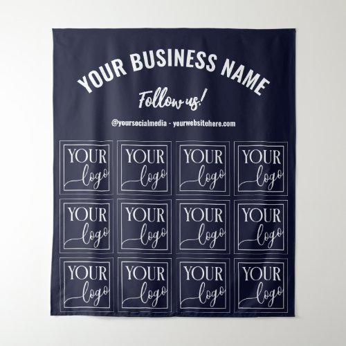 Navy Your Logo Follow Us Small Business Backdrop