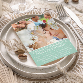 Navy Your Photo Typography Wedding Invitations