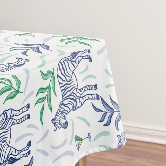 Navy Zebra Martini / Preppy Cocktail Party White Tablecloth (In Situ)
