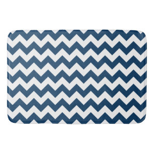 Navy Zigzag, Navy Chevron, Geometric Pattern Bath Mat